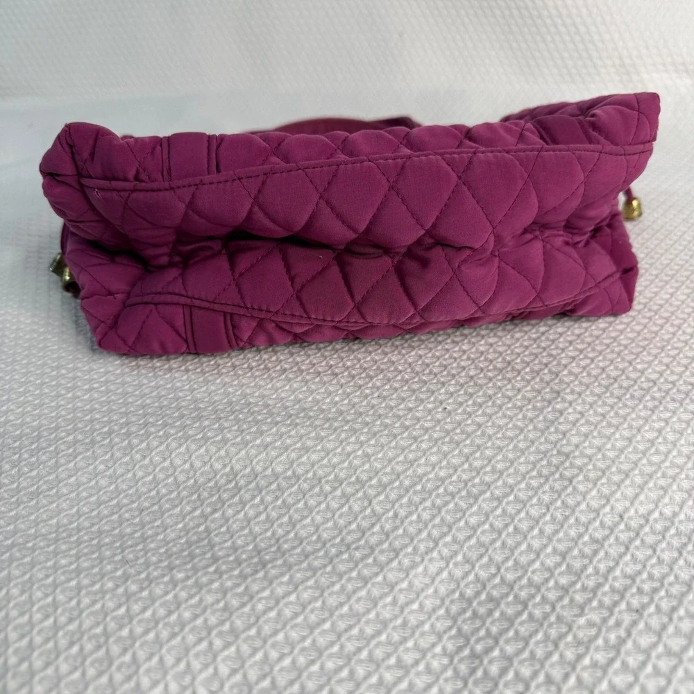 Vera Bradley Plum Purple Quilted Microfiber Handbag Satchel Tote Gold Hardware